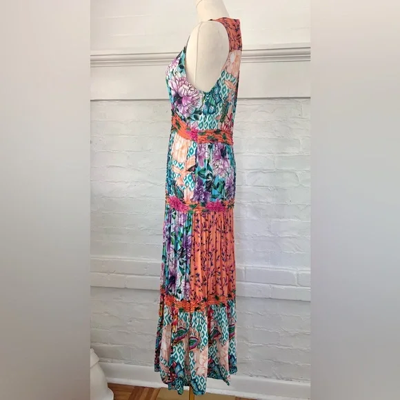 Lula Soul Floral Patchwork Sleeveless Maxi Dress Boho Tiered Sundress - Picture 3 of 15